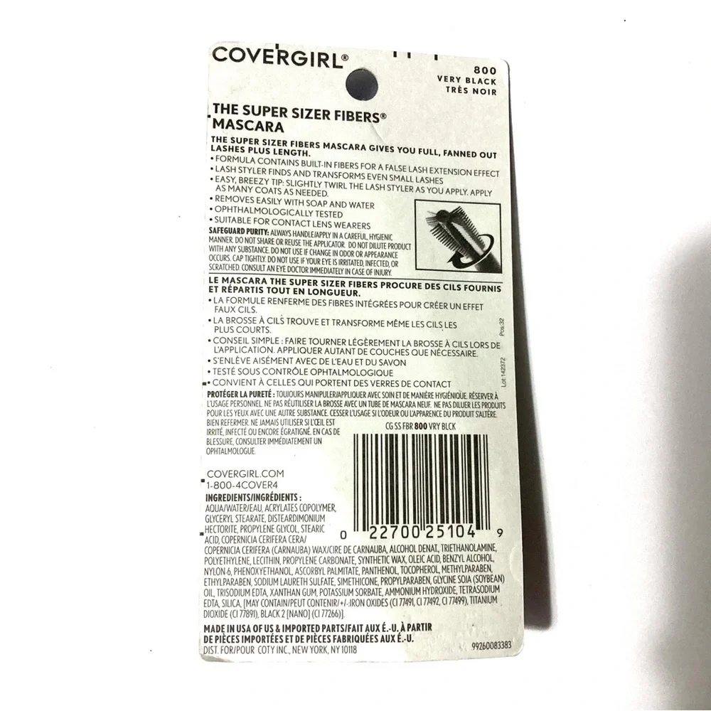 NEW 800 CoverGirl The Super Sizer Fibers Mascara, Very Black (800), 0.44oz